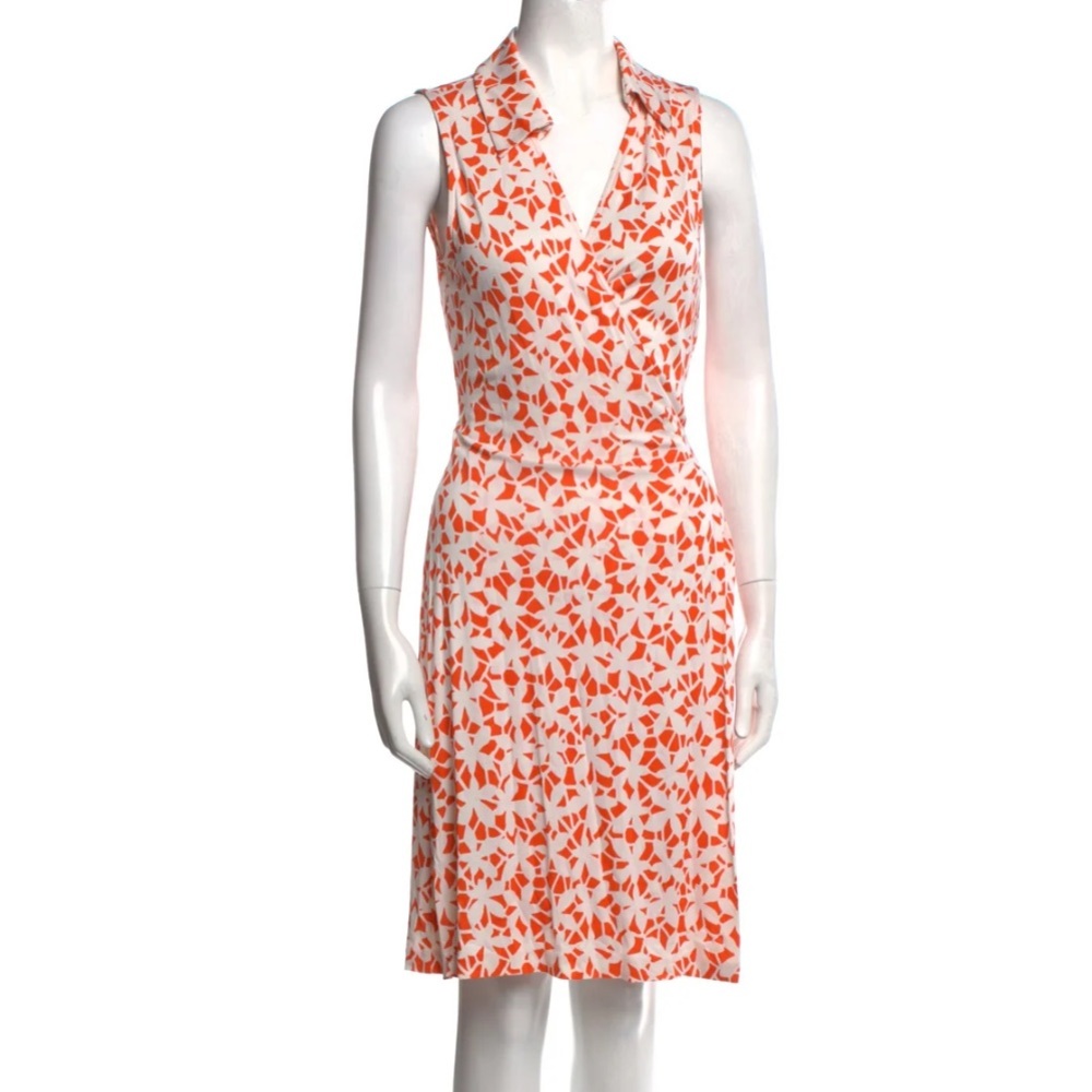 DIANE VON FURSTENBERG Orange Silk- Knee Length Dress